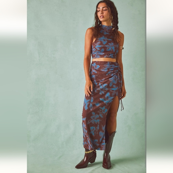 Free People Made For You Mesh Set in brown blue Size large NWOT MSRP $168 FP156 - Picture 8 of 8